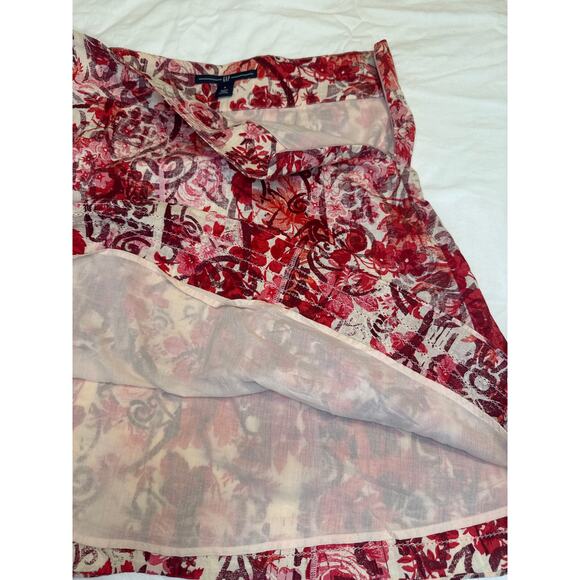 Gap Womens Midi Skirt Red White Floral Design Side Zipper Size 4 Casual Romantic - Picture 11 of 11